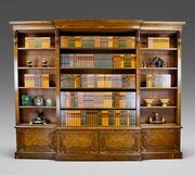 a superb burl oak library bookcase A Superb Burl Oak Library Bookcase