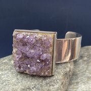 Danish Silver & Amethyst Bangle From Bent Knudsen