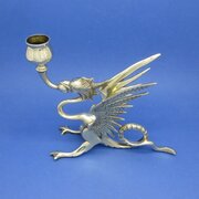 Pair Of Victorian Brass Griffin Candlesticks 