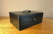 Victorian Asprey Black Leather Documents Writing Box