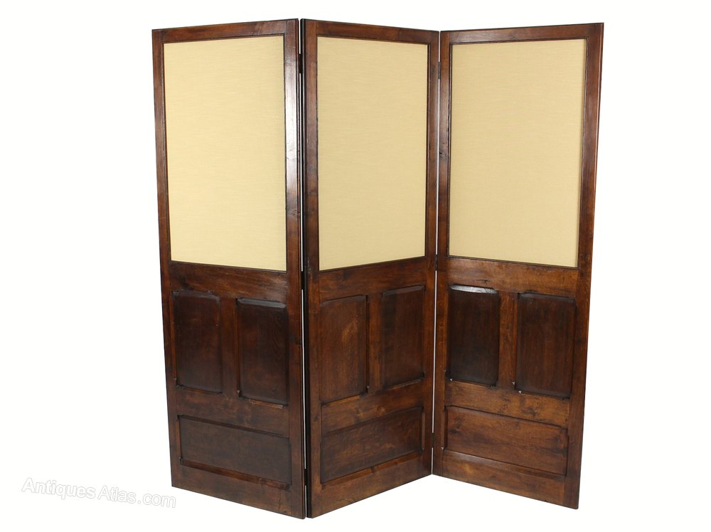 Antique Oak 3 Fold Dressing Screen Room Divider Antiques Atlas