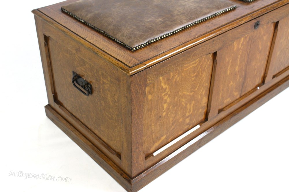 Upholstered Oak Ottoman Chest Trunk Storage Box Antiques Atlas
