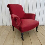 Antique Napoleon III Scroll Top Armchair