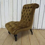Antique Napoleon III Scroll Top Slipper Chair