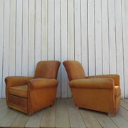 Pair Of French Leather Club Chairs