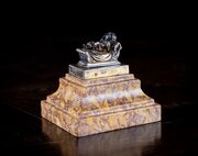 19thC Grand Tour Silver Gilt & Marble Desk Weight