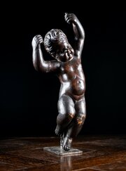 19th Century Ebonised Carved Putto