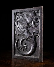 Carved Crouching Dragon Oak Panel, C.1880
