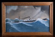 F. Corpuz (fl.1909) Blue Cross Steamer In A Storm
