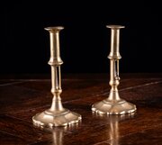 George II Scalloped Brass Candlesticks, C.1740