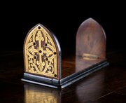 Gothic Revival Walnut & Brass Extending Book Slide