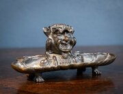 Large 19thC Bronze Disguised Devil / Bird Inkwell