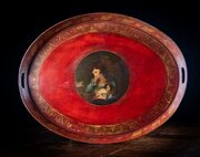 Large Regency Red & Gilt Toleware Tray, C.1830