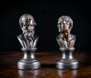 Pair Bronze Busts Of Hippocrates And Lysimachus