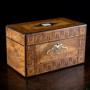 Walnut Parquetry, Brass & Mother Of Pearl Caddy