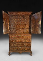 Burr Maple, Rosewood And Pewter Inlaid Cabinet