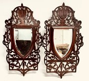 Pair Fretwork Mahogany mirrors