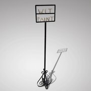 Antique Wrought Iron Wet Paint Sign