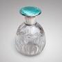 Art Deco Cut Glass & Silver Enamel Perfume Bottle