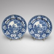 Pair of 19th Century Blue  Whi