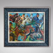 Race Day Oil On Board by Eric With 1916  2000