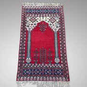 Striking Vintage Hand Knotted Wool Prayer Rug