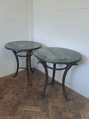 Fine Pair Of French Marble And Metal Side Tables