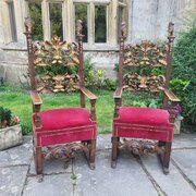 Pair Of Antique Italian Throne Chairs
