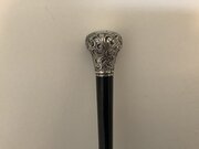 Victoria Ebonised Silver Top Walking Cane / Stick