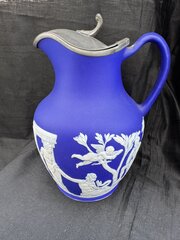 Wedgwood Portland Jug 1920s Pewter Lid