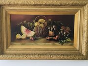 Fine Large Pair C1900 Still Life Oil Paintings