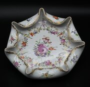 Dresden Porcelain Scalloped Bowl, C19th, 20.5cm