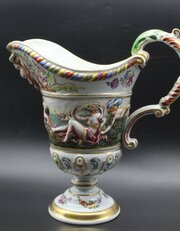 Naples Porcelain Capodimonte Ewer Jug, 27cm