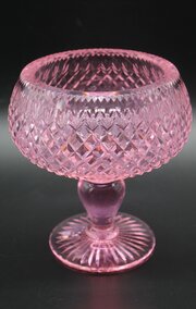 Vintage, Pink Crystal Glass Bowl, Vase, 19cm 