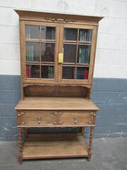 1920s   Oak    Glass Door  Bookcase