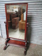 19th Century Mahogany Cheval   Swing Mirror