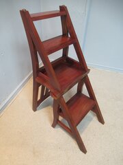 A Hard Wood  Folding Chair To Step  Ladder