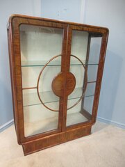 Art Deco Period Walnut Display Cabinet
