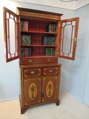 Mahogany  Mid Century  Inlaid Bookcase 