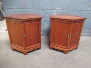Pair Of Chinese Hard Wood   Bed Side / Lamp Tables