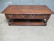 Solid Oak Coffee Table With Two Drawers
