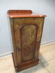 Victorian Burr Walnut Bed Side Cabinet