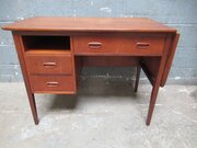 Teak Single Pedestal Desk With Folding Leaf 