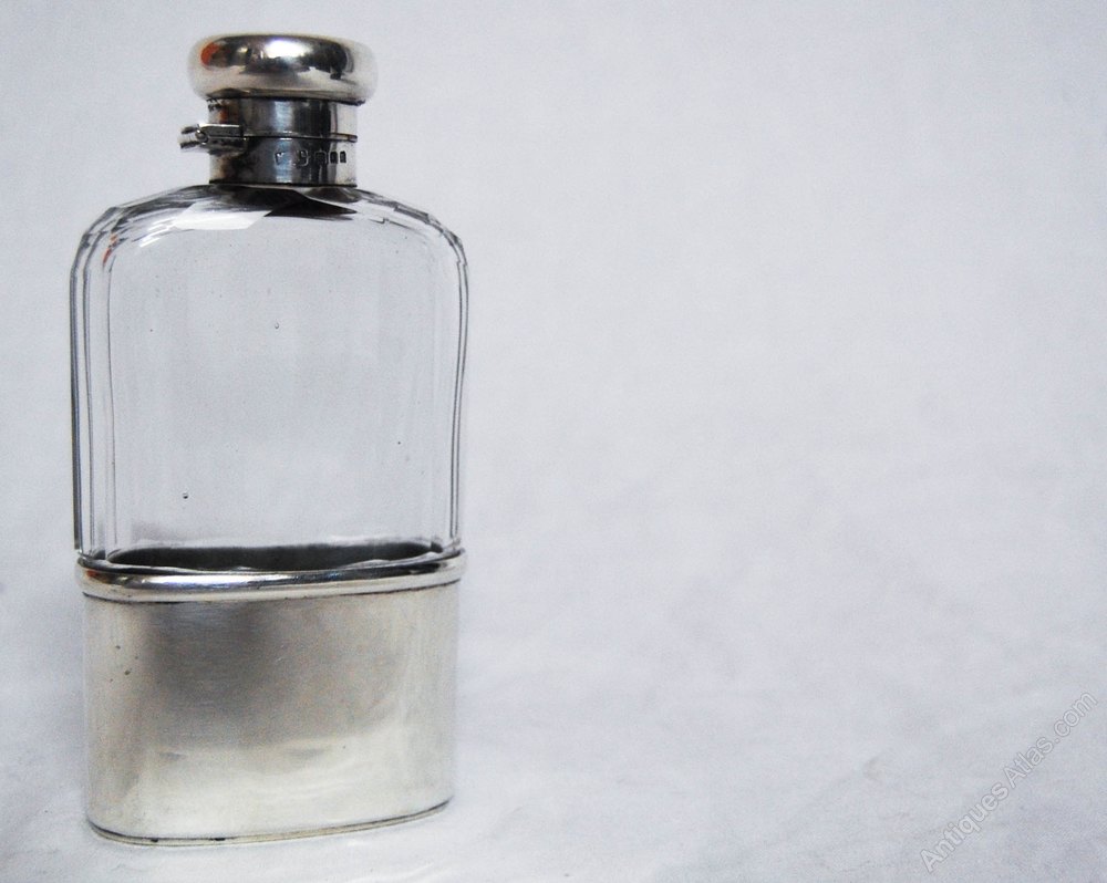 Antiques Atlas Silver & Cut Glass Hip Flask By Mappin & Webb