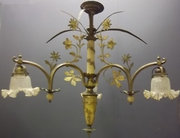 French Brass And Alabaster Chandelier