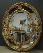 Large Antique French Oval Mirror