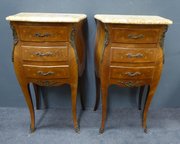 Pair of French inlaid bedside