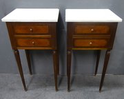 Pair of French mahogany bedsid