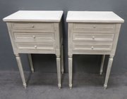 Pair of painted French bedside