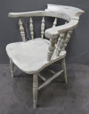 Worn Grey Painted 19th Century Captains Chair